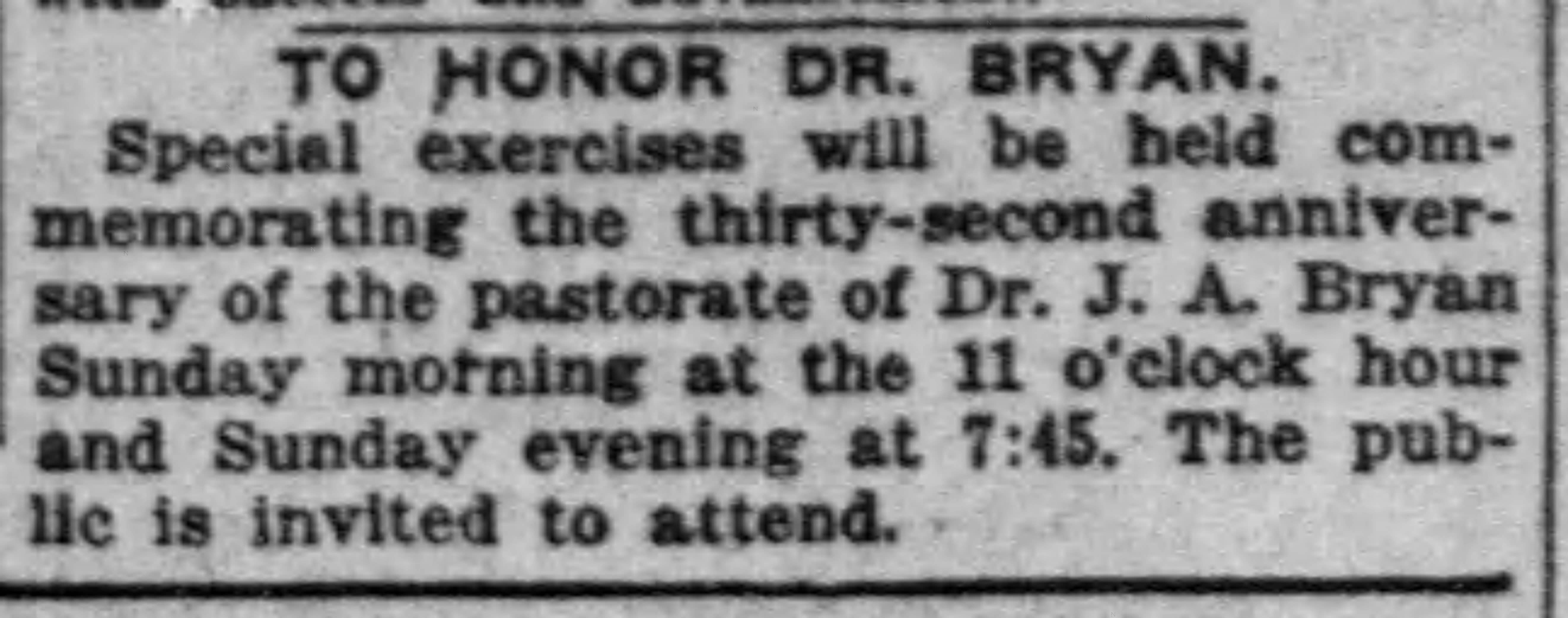 To Honor Dr. Bryan